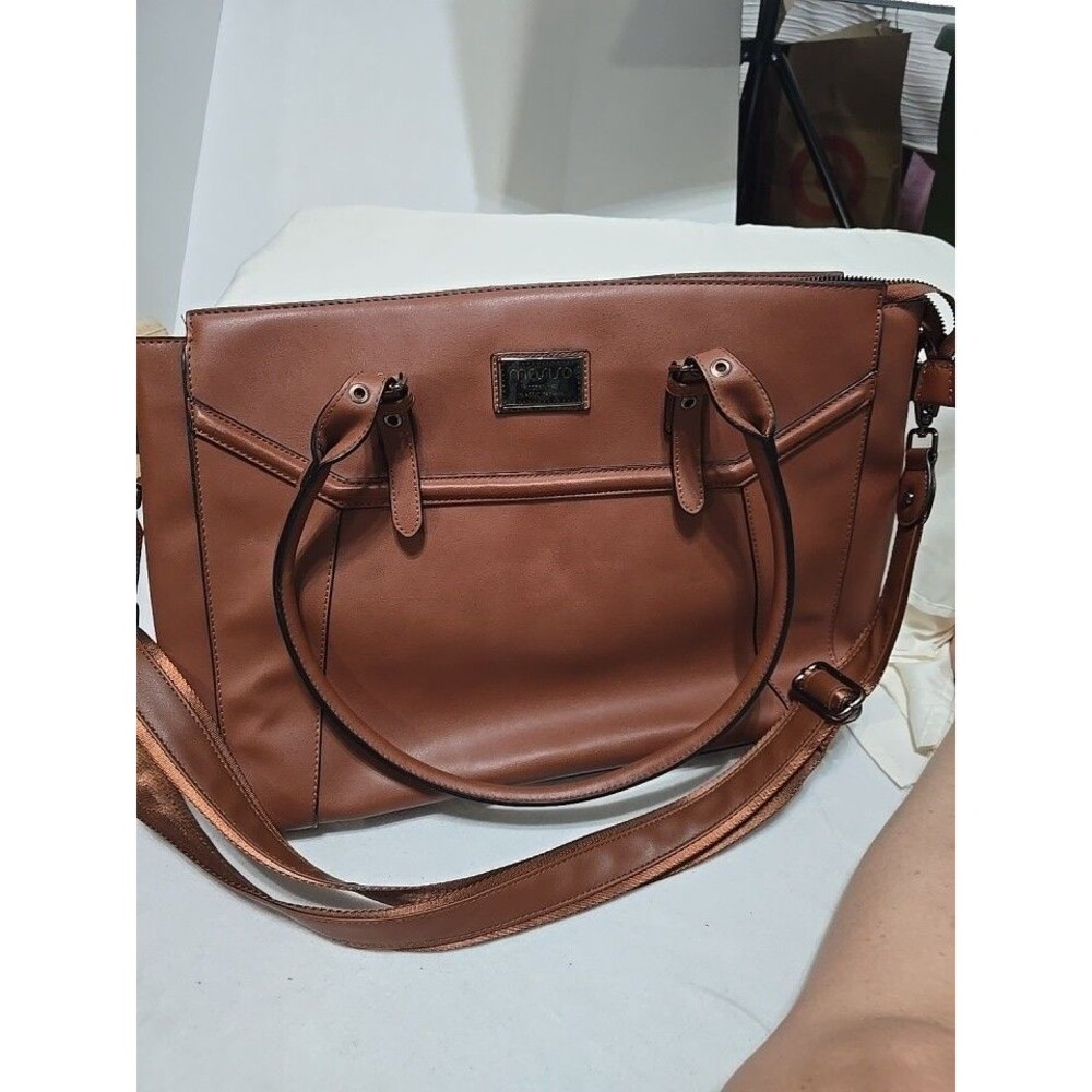 MOSISO 19" Brown Laptop Tote Handbag Made Of Vegan Leather w/ Durable Handle